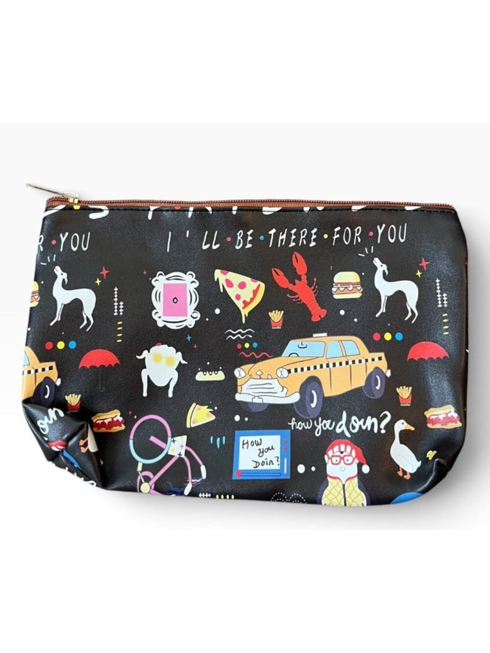 TV Show Friends AOP Taxi NYC Couch Cosmetic Travel Makeup Case Pouch Zip